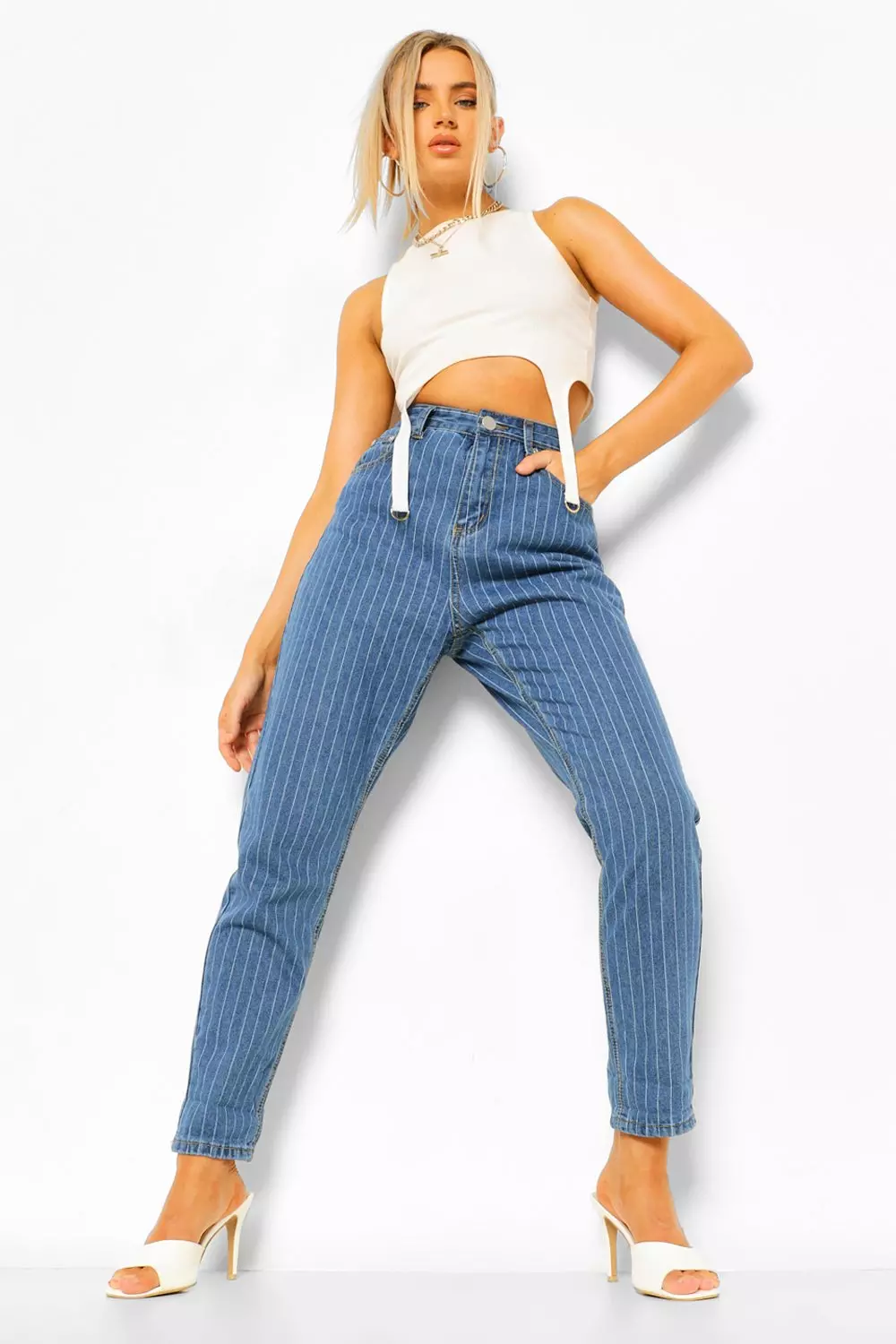 Striped mom outlet jeans